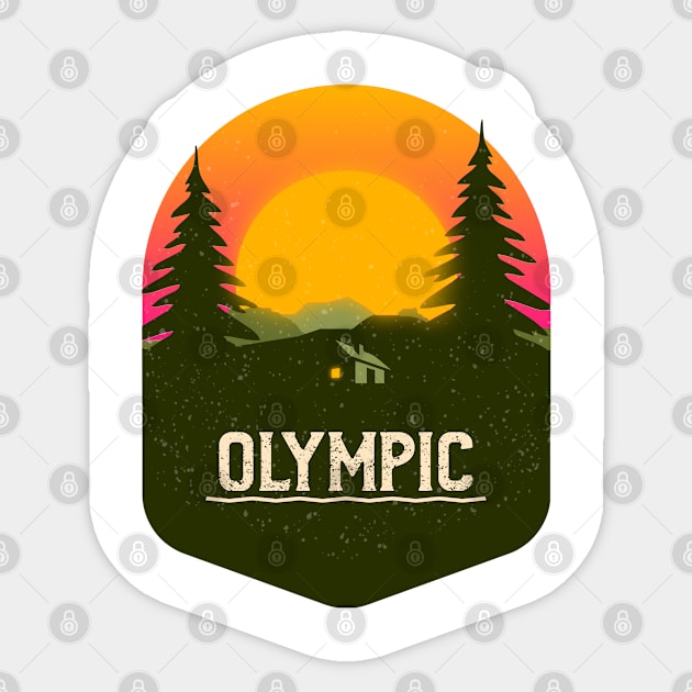 Olympic Forest Camping Hiking and Backpacking through National Parks, Lakes, Campfires and Outdoors Sticker by AbsurdStore